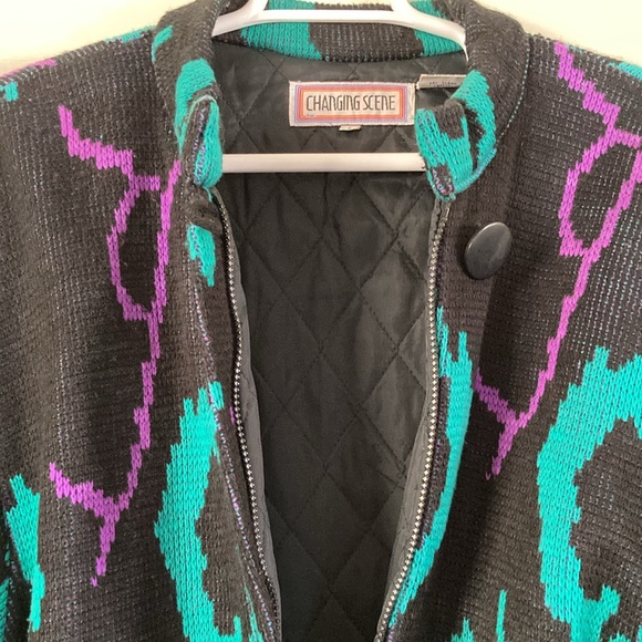 Changing Scene ~ 80s Vintage Knitted Heavy Sweater Coat ~ Size Small - Picture 3 of 14
